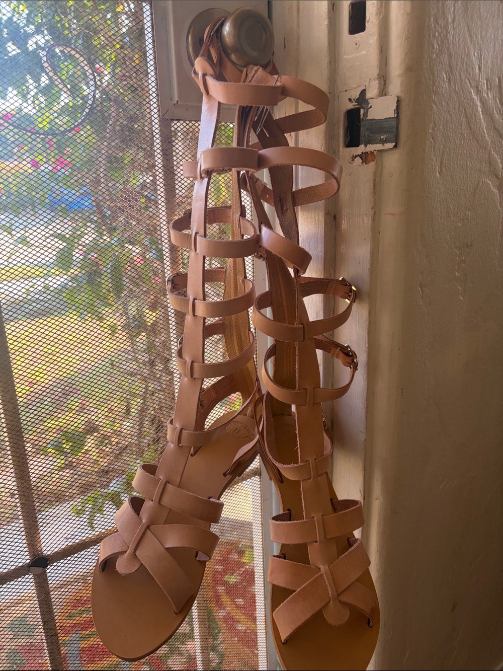 Made and bought  in Greece, authentic Women's Tan Gladiator flat Sandals